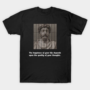 Stoic Marcus Aurelius With Quote About Happiness T-Shirt